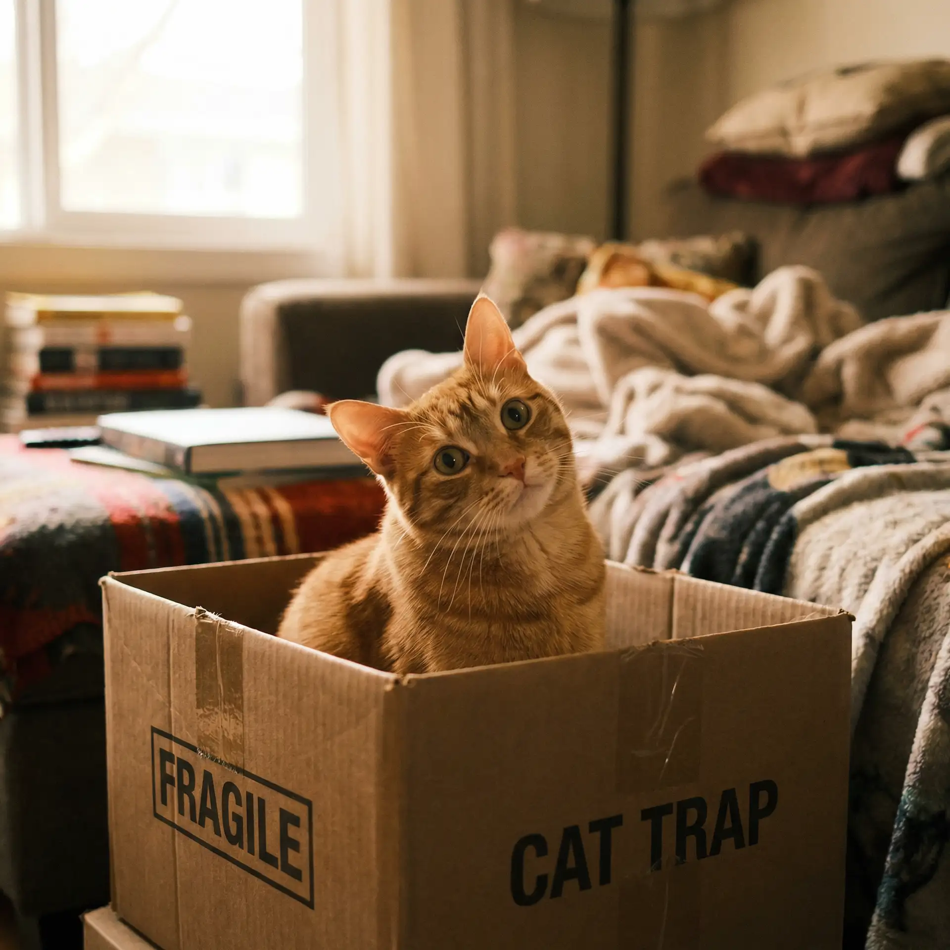 橘猫躲在纸箱里 - 欢迎来到蘑菇屋综艺